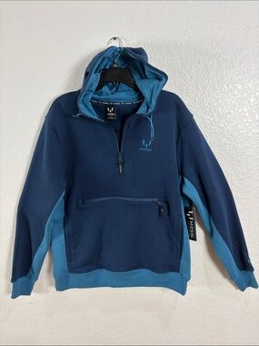 Messi Collection ,Size M,Navy & Teal Half-Zip Hoodie